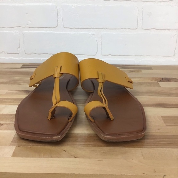 FRANCO Sarto sandals yellow leather flat toe strap stylish contemporary boho 8.5 - Picture 4 of 14